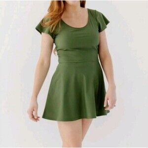 NWT Honey mark. Green Swim Dress Sz XL Swimsuit Athletic Modest Pockets Tennis